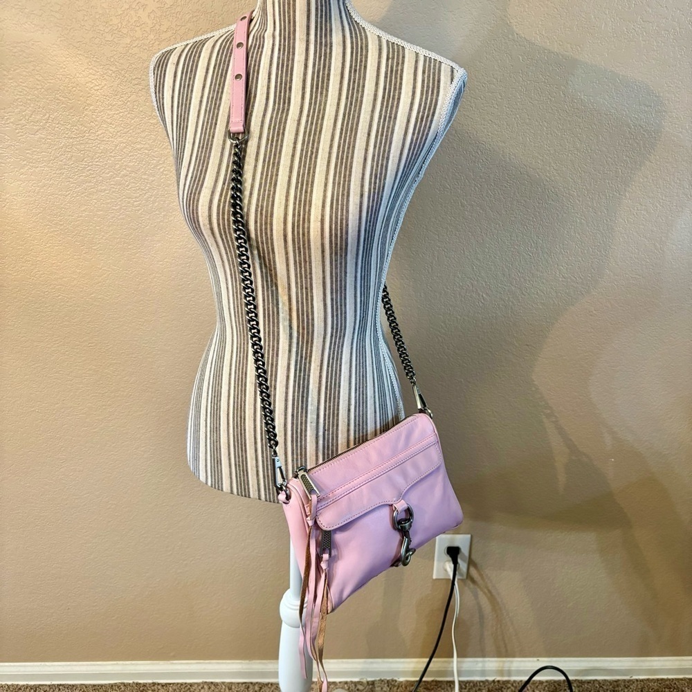 Rebecca Minkoff Leather Crossbody M.A.C Pink Nickel Hardware Tassel Zipper Pulls - Picture 4 of 16